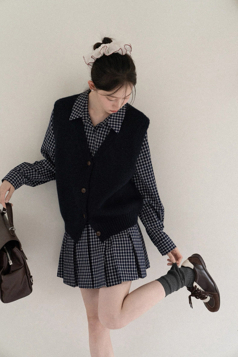 check blue one-piece SI1036