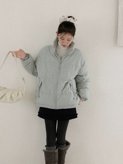 gray blue simple down jacket SI1038