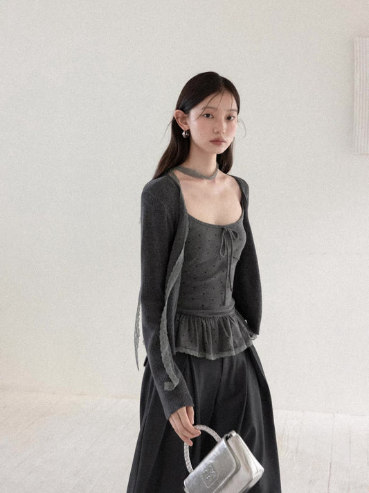 【pre oder】dot point ribbon mood tops SI1205