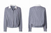 check mood line blue tops & skirt SI1222