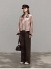 leather pink  jacket SI1220