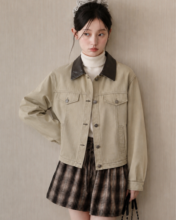 leather curler mood beige jacket SI1256
