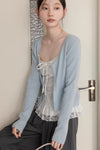 flower tops ＋ blue cardigan set SI1080