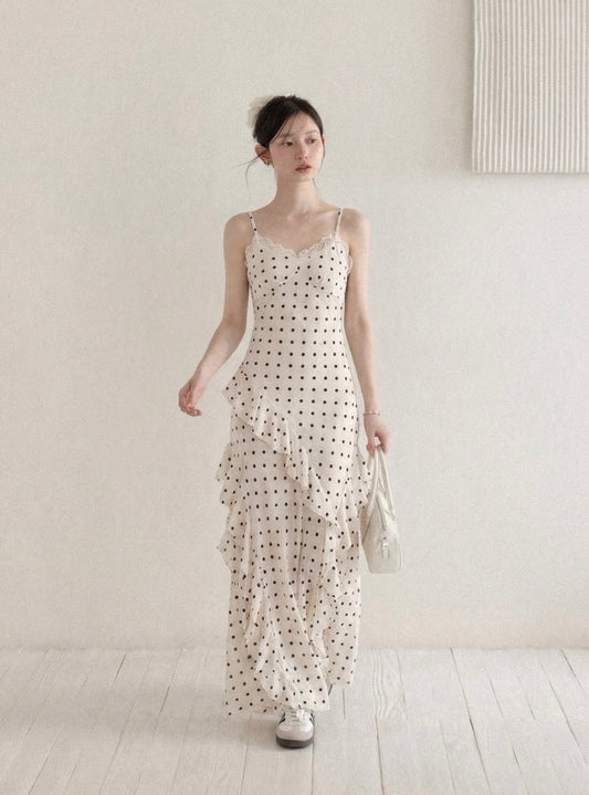 dot girly mood long one-piece SI1101