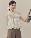 dot one shoulder tops SI1197