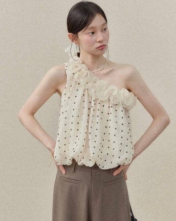 dot one shoulder tops SI1197