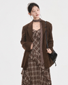 check brown mood one-piece & jacket SI1244