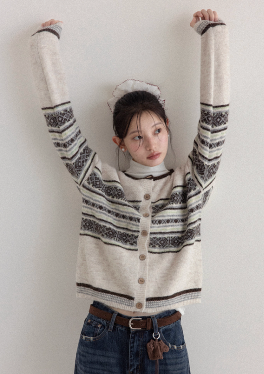 pattern trend Knit cardigan SI1021