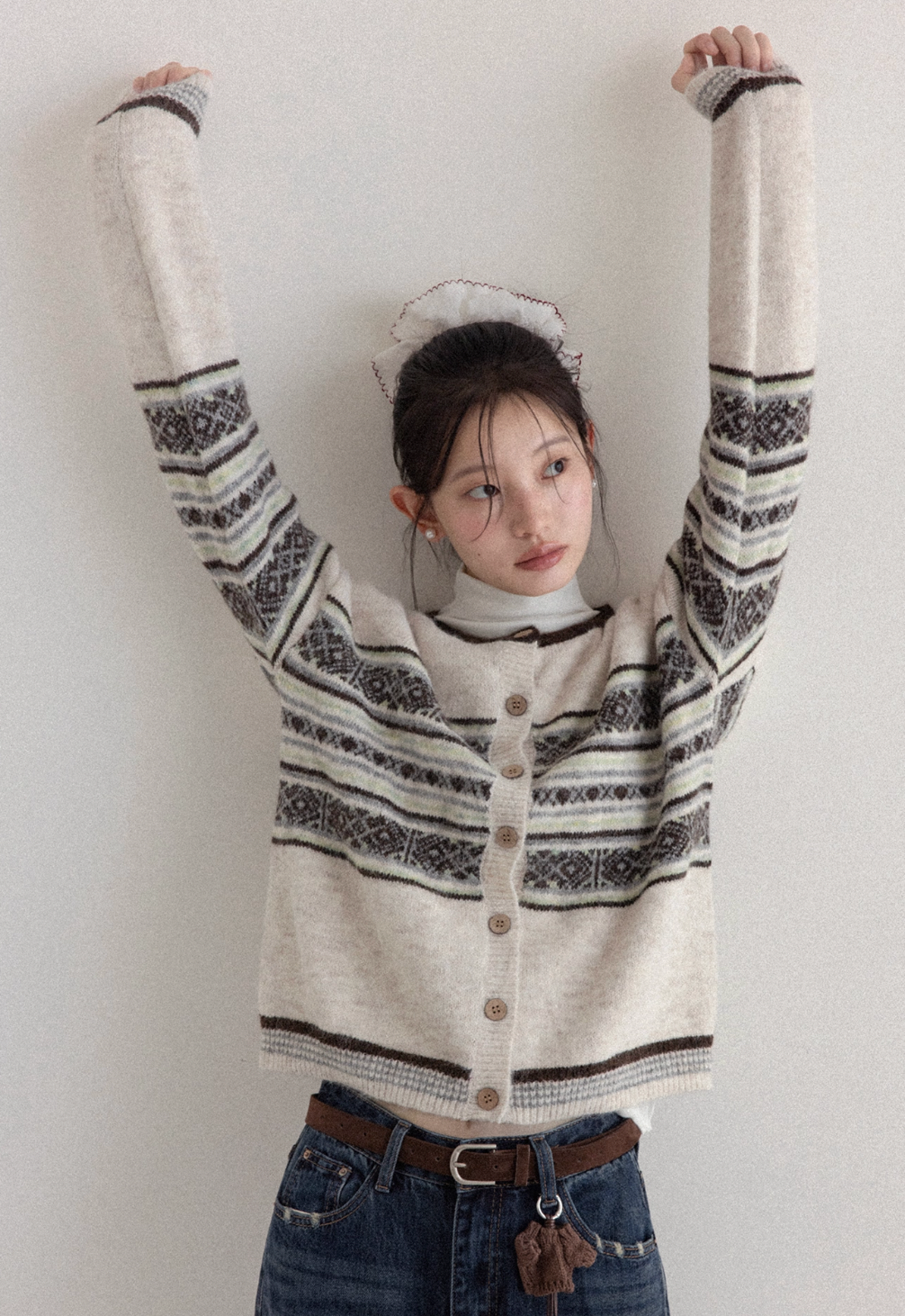 pattern trend Knit cardigan SI1021