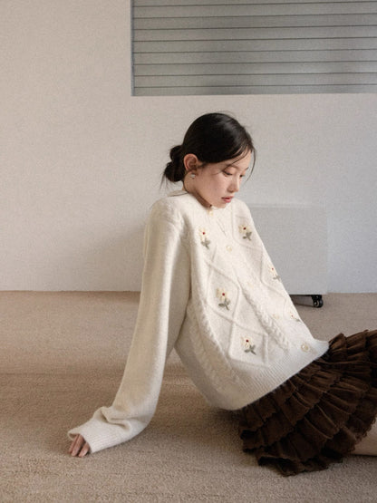 flower point Knit tops SI1043