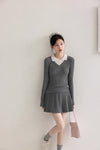 gray pleats casual skirt SI1071