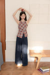 casual girly check tops SI1183