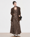check brown mood one-piece & jacket SI1244