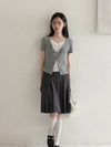 ribbon gray girly tops SI1185