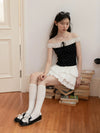 dot off shoulder tops SI1116
