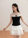 dot off shoulder tops SI1116