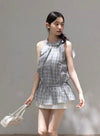 check casual frill tops SI1186