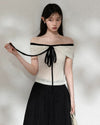 girly shoulder ribbon tops SI1193