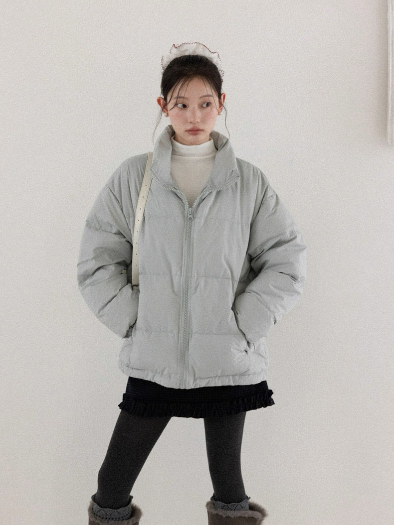 gray blue simple down jacket SI1038