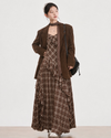 check brown mood one-piece & jacket SI1244