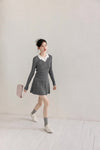gray pleats casual skirt SI1071