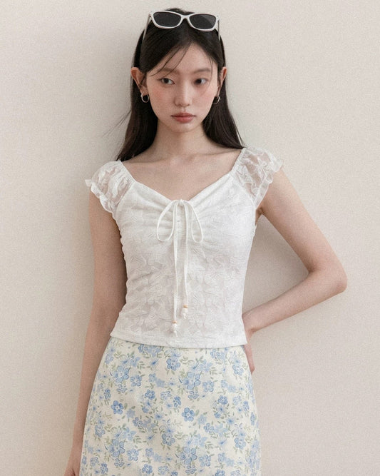 lace shoulder point tops SI1153
