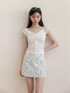 lace shoulder point tops SI1153