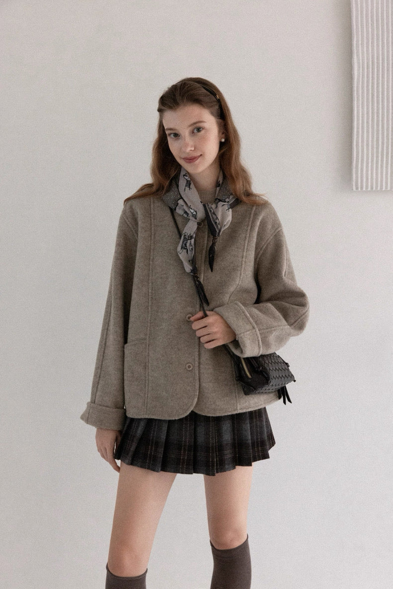 check pleats line skirt SI1032