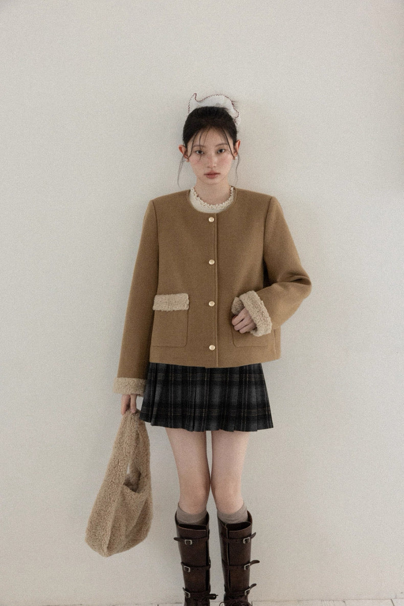 check pleats line skirt SI1032