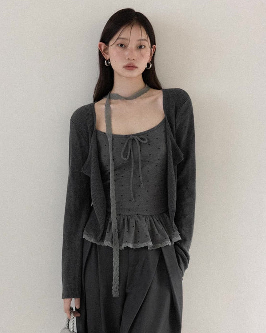 【pre oder】dot point ribbon mood tops SI1205