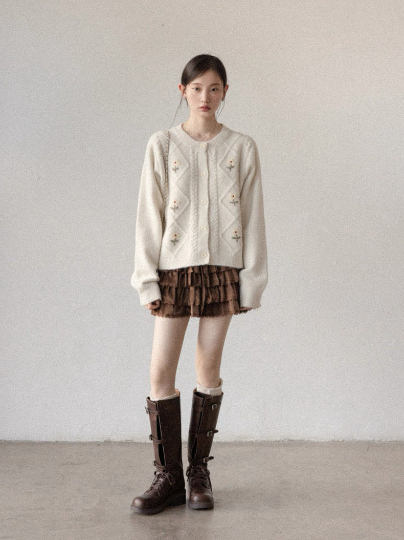 flower point Knit tops SI1043