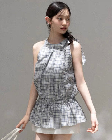 check casual frill tops SI1186