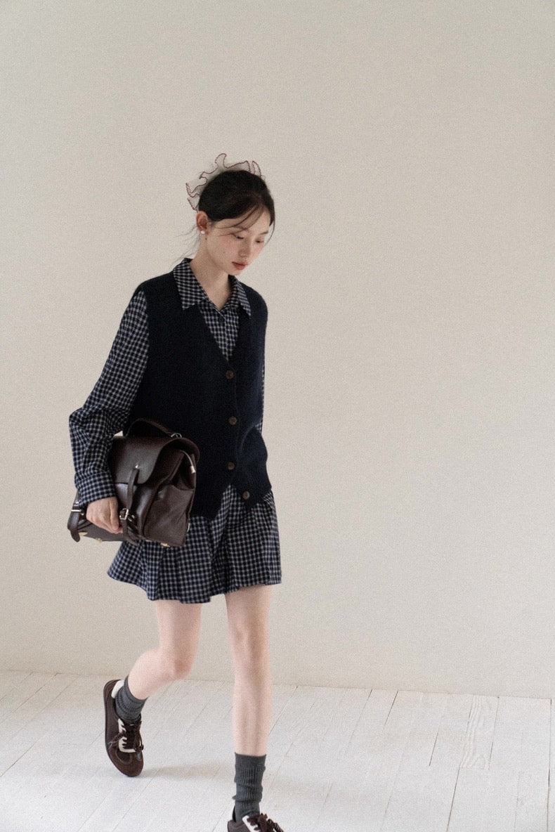 check blue one-piece SI1036