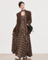check brown mood one-piece & jacket SI1244