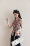 casual girly check tops SI1183