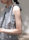check casual frill tops SI1186