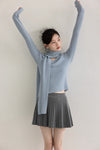 gray pleats casual skirt SI1071