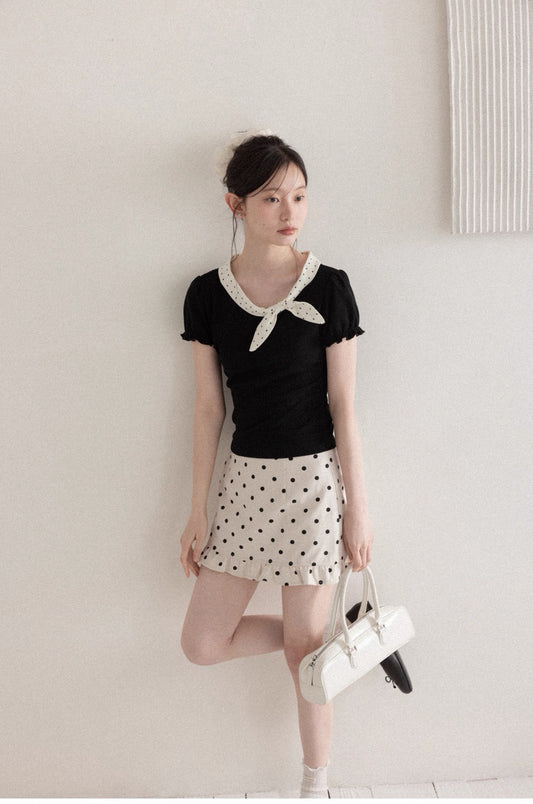 dot line firll ivory skirt SI1127