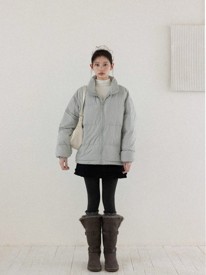 gray blue simple down jacket SI1038