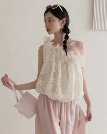 one shoulder frill tops SI1166