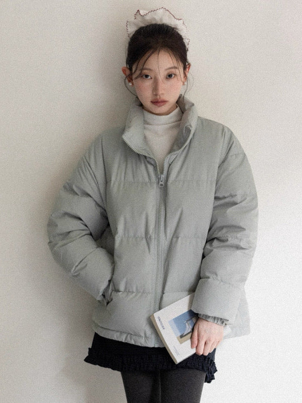 gray blue simple down jacket SI1038