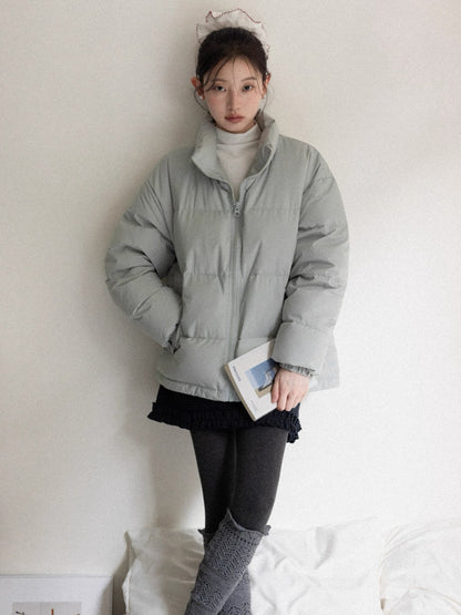 gray blue simple down jacket SI1038