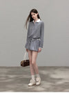 check mood line blue tops & skirt SI1222