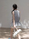 check casual frill tops SI1186