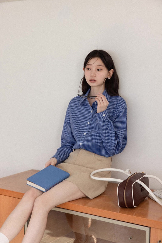 check blue casual shirt SI1096