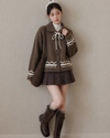 brown ribbon point pattern Knit SI1249