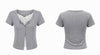 ribbon gray girly tops SI1185