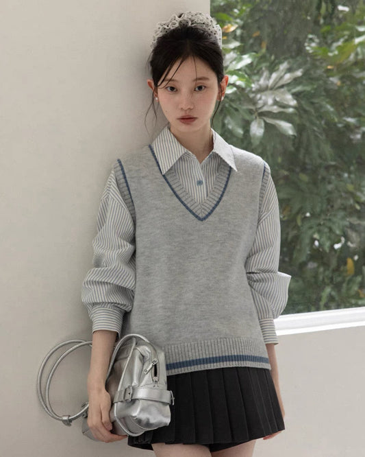 【pre oder】stripe mood shirt & vest SI1203