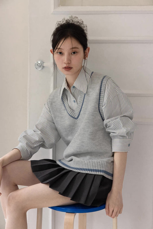 【pre oder】stripe mood shirt & vest SI1203
