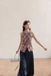 casual girly check tops SI1183
